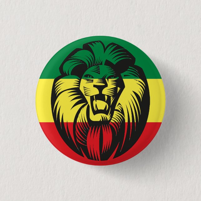 Lejon Jah Rastafari Rasta Reggae Roots Button Knapp (Framsida)