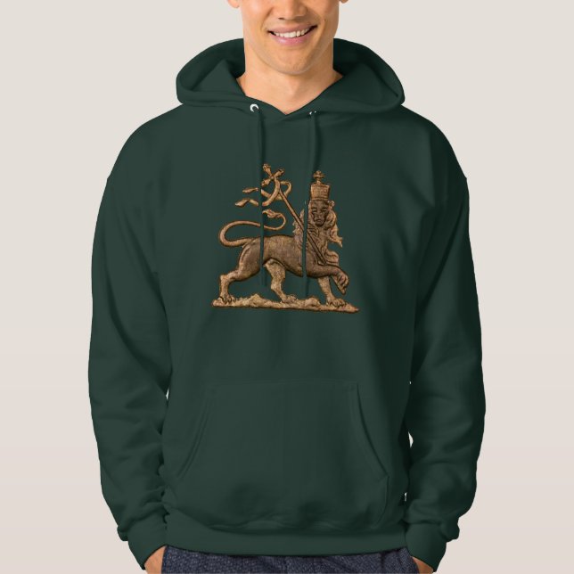 Lejon Juda Tripe Jah Rastafari Reggae Rasta Rötter Hoodie (Framsida)