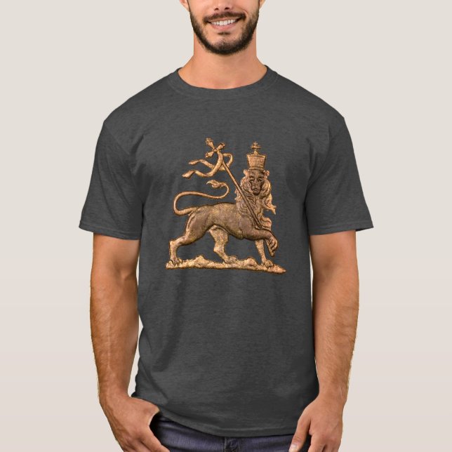 Lejon Juda Tripe Jah Rastafari Reggae Rasta Rötter T Shirt (Framsida)