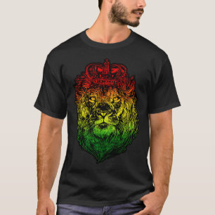 Lejon Judah Rastafarian Etiopisk Lejon Reggaeton P T Shirt