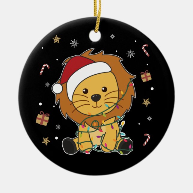 Lejon jul Snö Winter Animals Lejon Ceramic O Julgransprydnad Keramik (Framsidan)