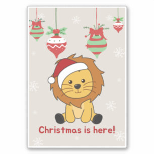 Lejon jul Snö Winter Animals Lejon Sticker Klistermärken