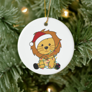 Lejon jul Snö Winter Animals Lejon Vuxen Clo Julgransprydnad Keramik