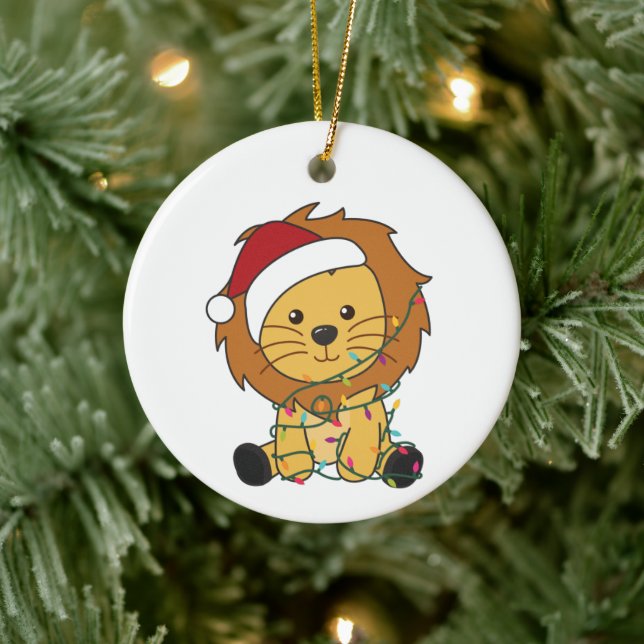 Lejon jul Snö Winter Animals Lejon Vuxen Clo Julgransprydnad Keramik (Träd)