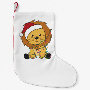 Lejon jul Snö Winter Animals Lejon Vuxen Clo Liten Julstrumpa