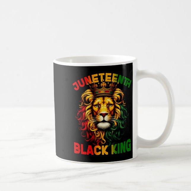 lejon juneteenth svart kung melanin fadersdag t kaffemugg (Höger)