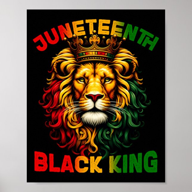 lejon juneteenth svart kung melanin fadersdag t poster (Framsidan)