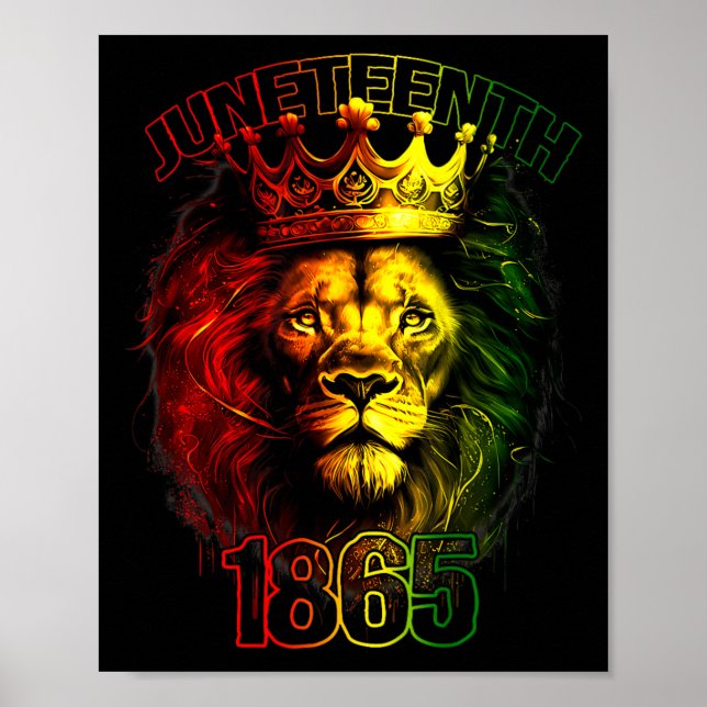 Lejon Juneteenth-tröjor för män Svart kung Afrikan Poster (Framsidan)