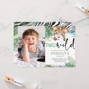Lejon jungle Cute Second Birthday Photo-inbjudan Inbjudningar