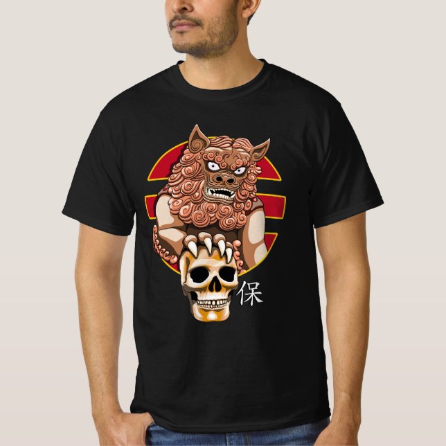 Lejon kinesiska väktare - Foo Hund T Shirt (Framsida)