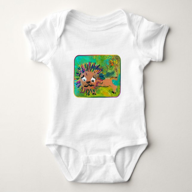 Lejon konst av barn i baby t shirt (Framsida)