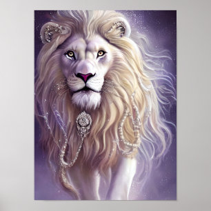 Lejon konst av Majestic White Fantasy Poster