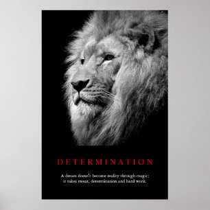 Lejon konst för svartvitt motivation poster