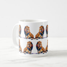 Lejon konst med våtfärg kaffemugg