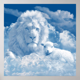Lejon konst och Lamb Art Poster