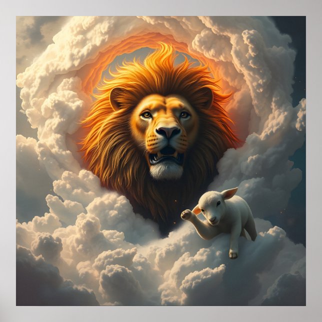 Lejon konst och Lamb Art Poster (Framsidan)
