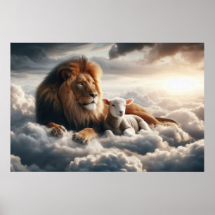 Lejon konst och Lamb Art Poster