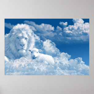 Lejon konst och Lamb Art Poster