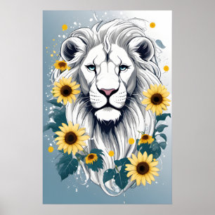 Lejon konst, Wildlife African Safari White Lejon W Poster
