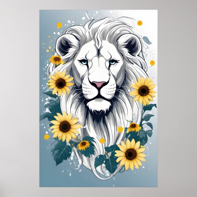 Lejon konst, Wildlife African Safari White Lejon W Poster (Framsidan)