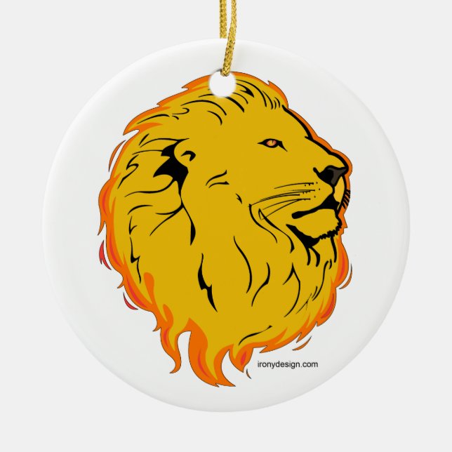 Lejon konstdesign julgransprydnad keramik (Framsidan)