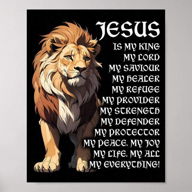 Lejon kristen Jesus är min Gud Kung, Herre, Savior Poster (Framsidan)