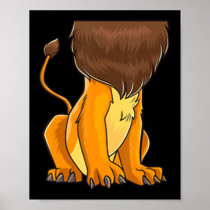 Lejon kroppskonstruktion Mane Cute Headless Roligt Poster