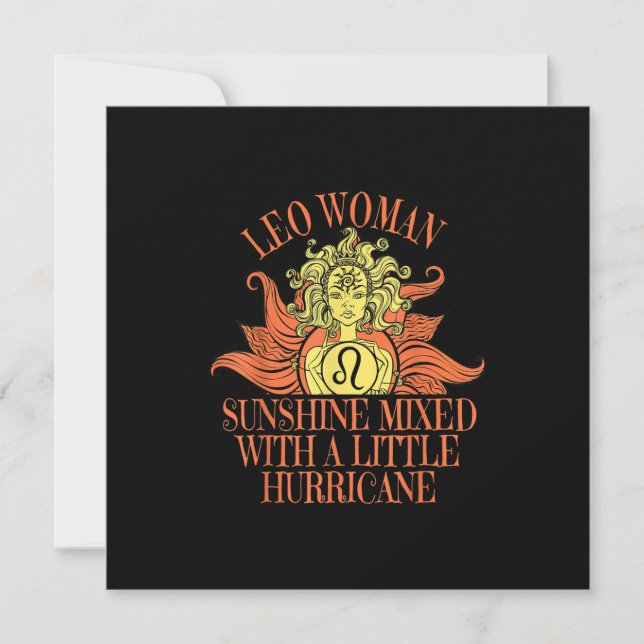 Lejon-kvinna stjärntecken juli augusti födelsedag inbjudningar (Framsida)
