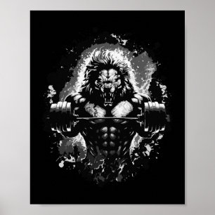 Lejon Liiting Weights Gym Beast Workout Muscles Bo Poster