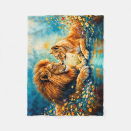 Lejon Lioness fantasi romantik konst Fleecefilt