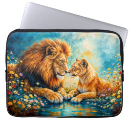Lejon Lioness fantasi romantik konst Laptop Fodral