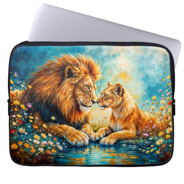 Lejon Lioness fantasi romantik konst Laptop Fodral (Framsidan)