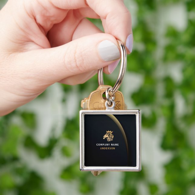 Lejon Logotyp för Elegant av professionell Anpassn Fyrkantig Silverfärgad Nyckelring (Hand)