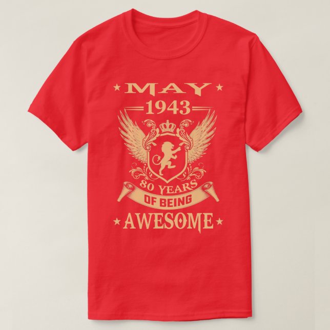 Lejon maj 1943 Begränsad utgåva 80 år av AW T Shirt (Design framsida)