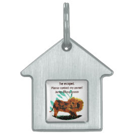 Lejon målning, stor katt kontakta ID-bricka husdjur