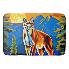 Lejon månbelyst bergstoppen badrumsmatta