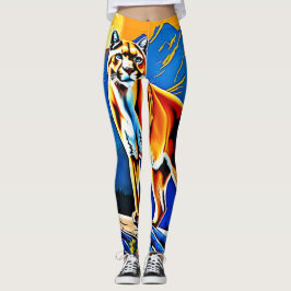 Lejon månbelyst bergstoppen leggings