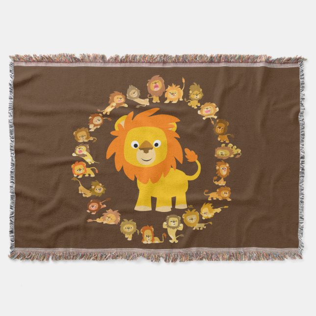 Lejon Mandala Throw Blanket Cute Tecknad Mysfilt (Framsidan)