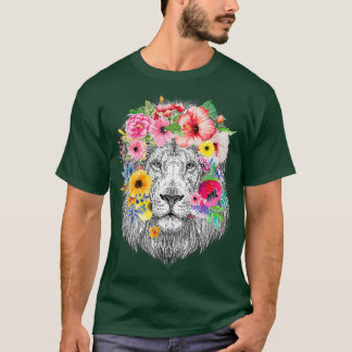 Lejon Mane with Flowers - Blommigt Afrikas Lejona T Shirt