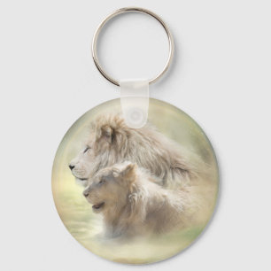 Lejon månekonst Keychain Nyckelring