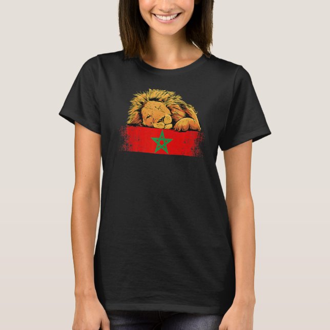 Lejon Marocko Patriotic Moroccan T Shirt (Framsida)