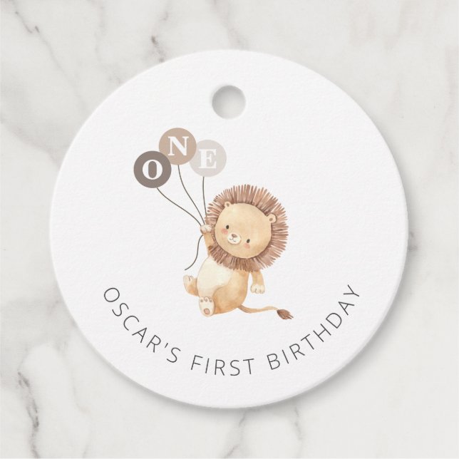 Lejon med 3 brunbubblor gåvor etiketter (Framsida)