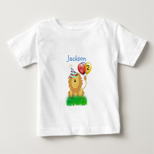  Lejon med ballong födelsedag  T Shirt (Framsida)