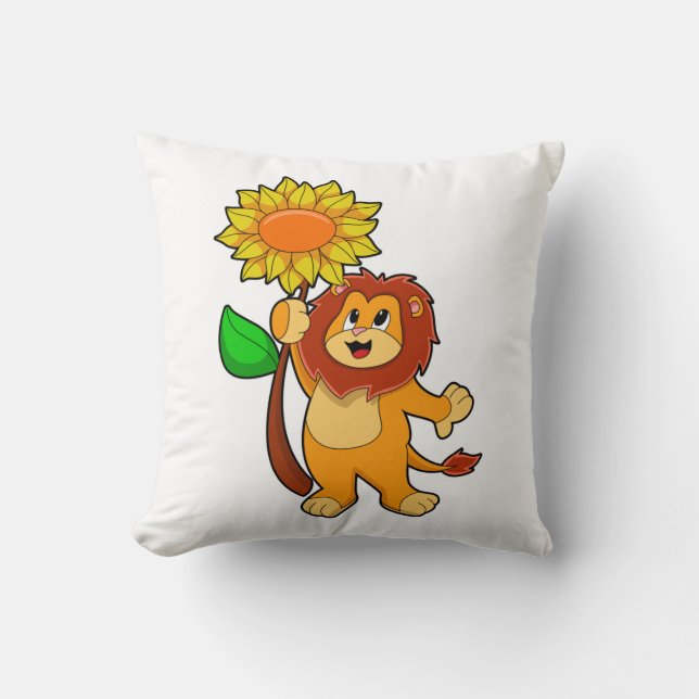 Lejon med blomma kudde (Framsida)