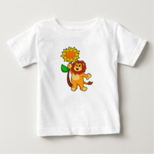 Lejon med blomma t shirt