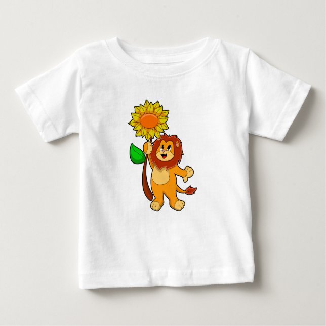 Lejon med blomma t shirt (Framsida)