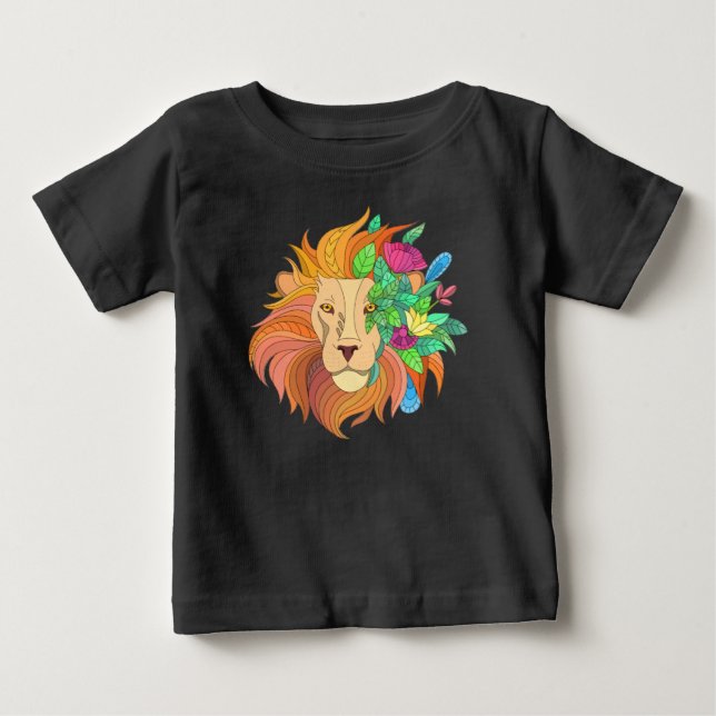 lejon med blommor t shirt (Framsida)