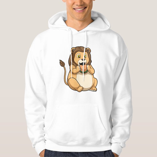 Lejon med Burger Hoodie (Framsida)