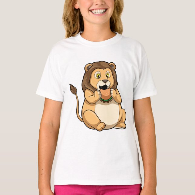 Lejon med Burger T Shirt (Framsida)
