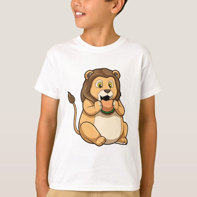 Lejon med Burger T Shirt (Framsida)